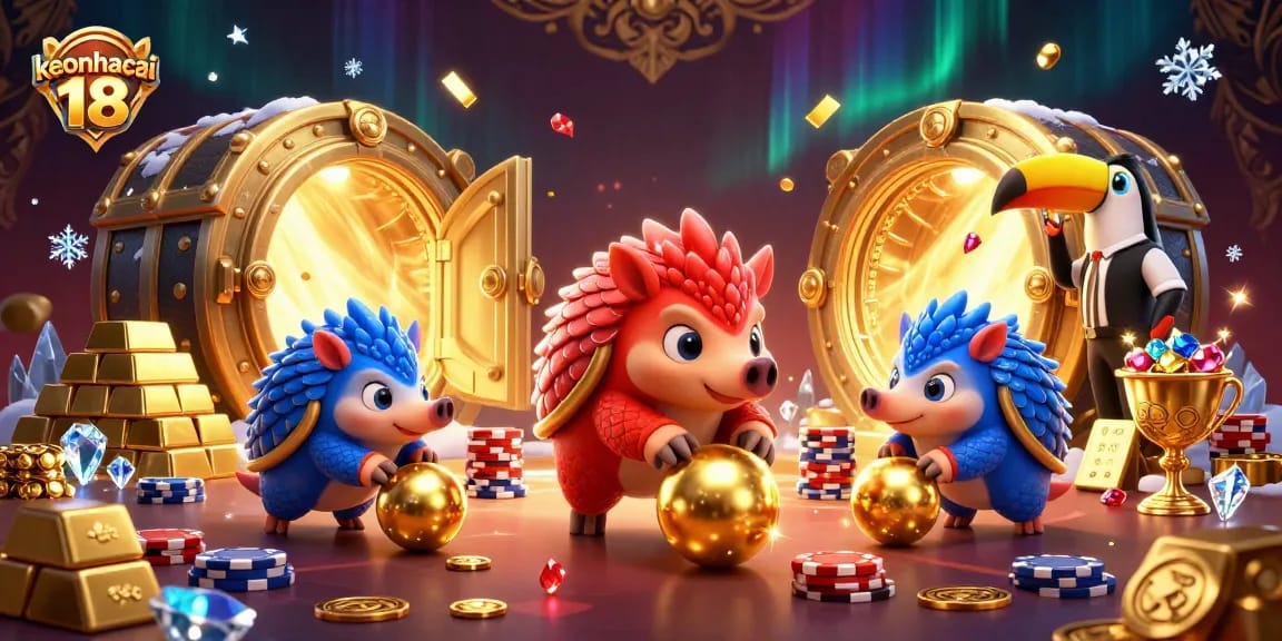 Engage with keonhacai 18 as rival pangolins compete through poker chips in a vibrant casino
