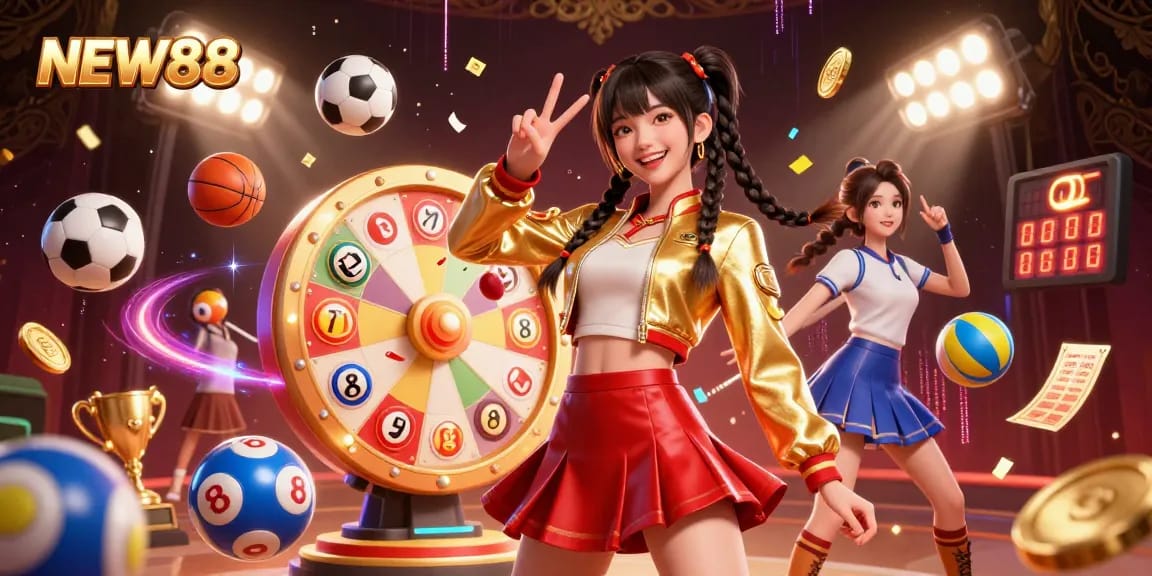Join the excitement at NEW88 with vibrant sports elements and dynamic gaming action.
