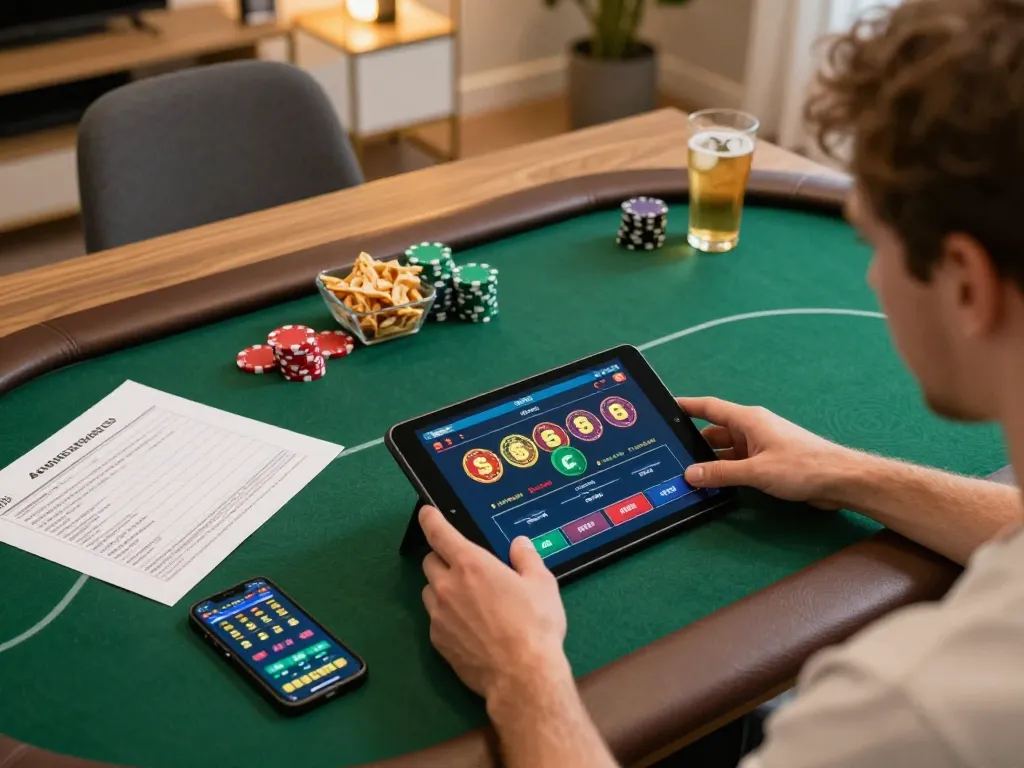 Experience the thrill of online poker gameplay with link MAY88 on a cozy home setup.