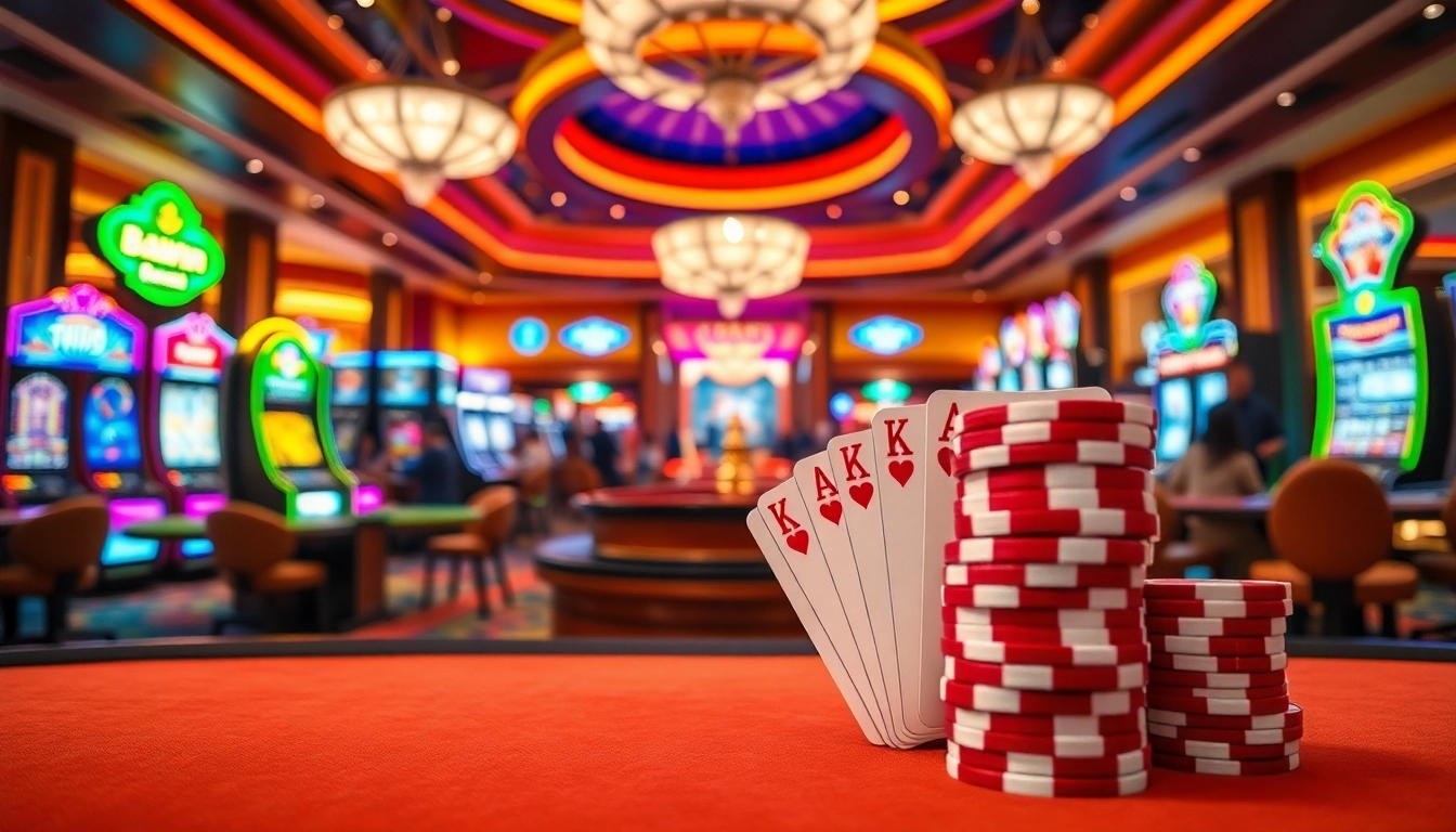 Experience the excitement at 13win with poker chips and casino tables in a thrilling atmosphere.