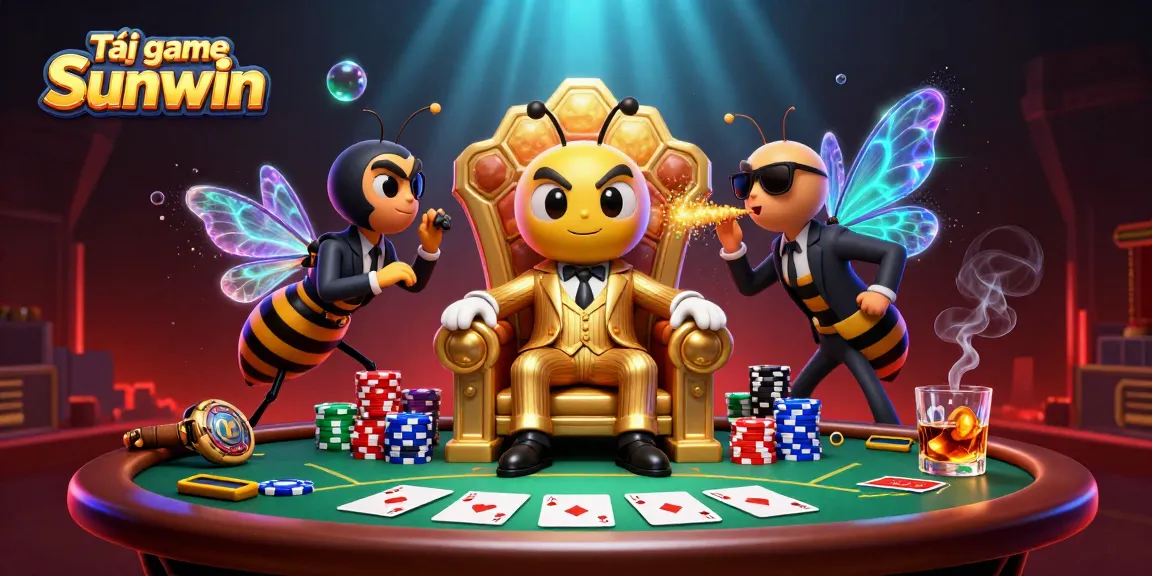 Download and play Tải game Sunwin with a vibrant casino scene featuring a bumblebee mob boss.