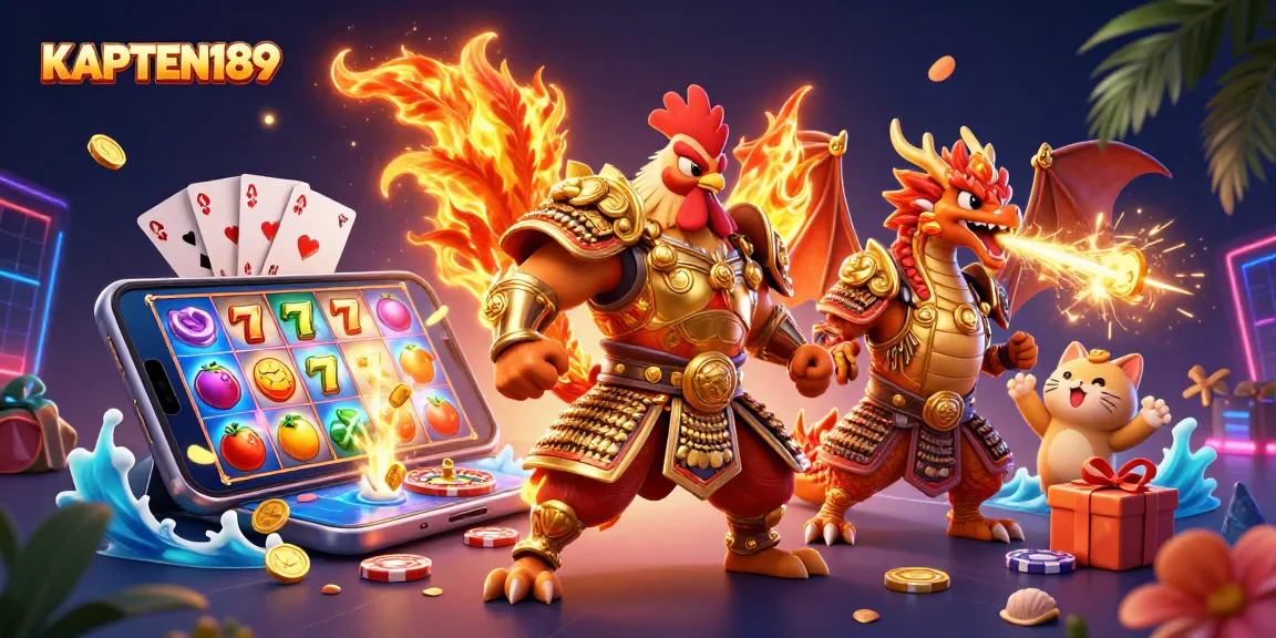 KAPTEN189 menunjukkan kekuatan dalam perjudian dengan karakter kartun 3D, slot emas, dan efek dramatis yang menarik.