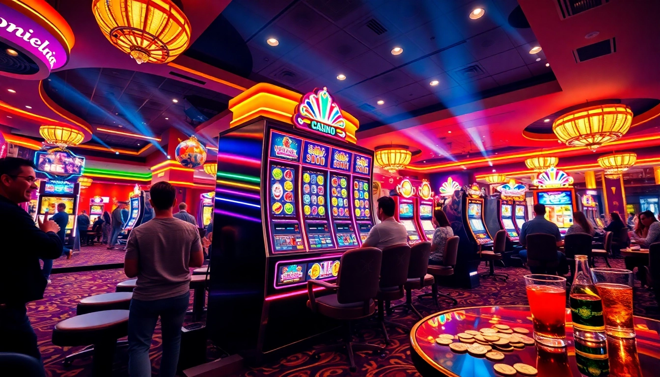 Judi seru di slot online dengan pemain antusias di kasino yang meriah.