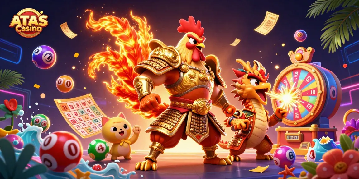 Experience ATAS Casino's vibrant gaming atmosphere with dynamic characters and elements.