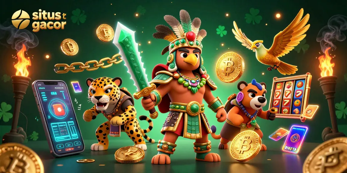 Engage with situs slot gacor’s thrilling 3D scene showcasing Aztec warriors and vibrant slot symbols.