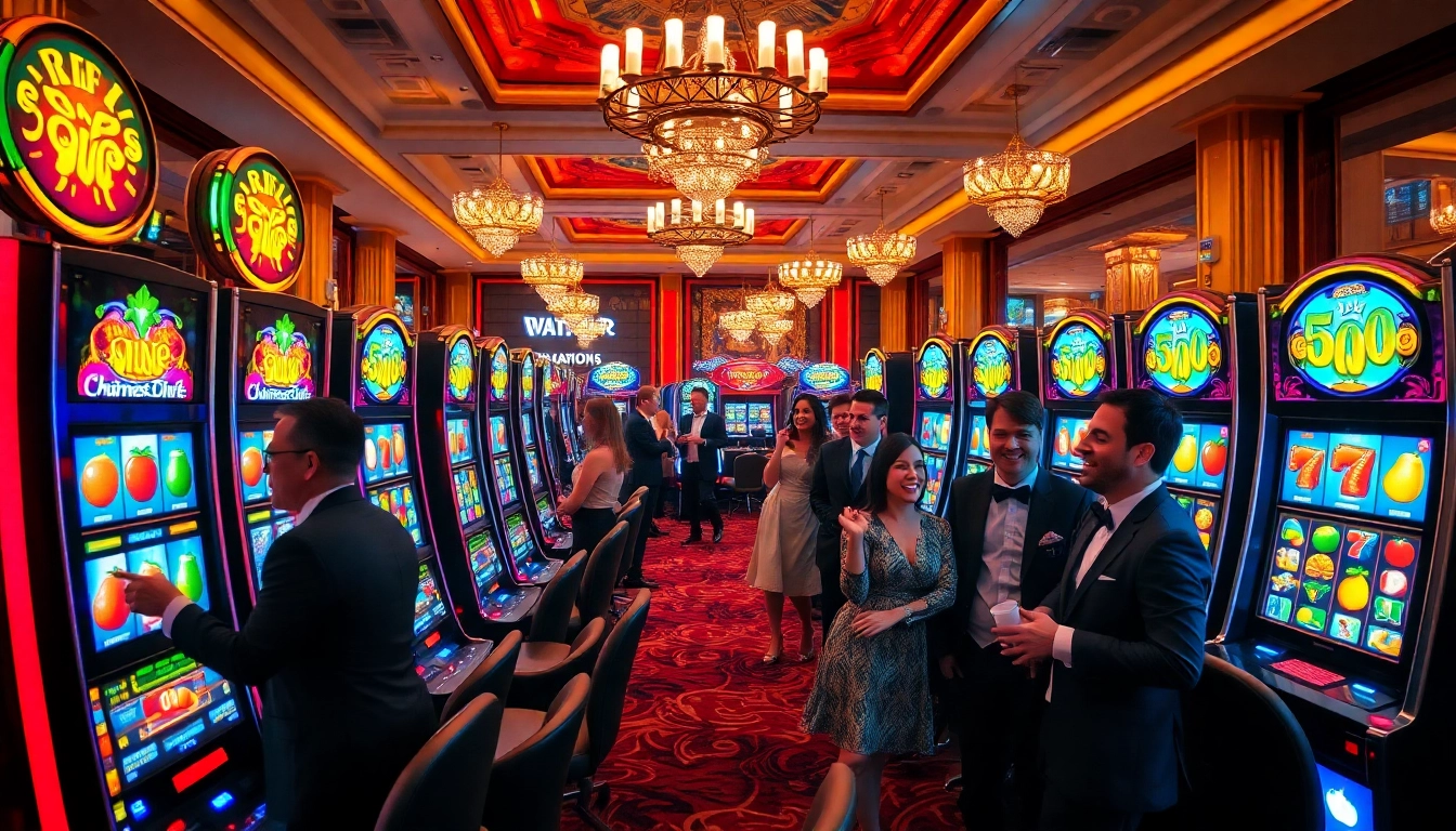 Players enjoying exciting slot games in a vibrant casino atmosphere.