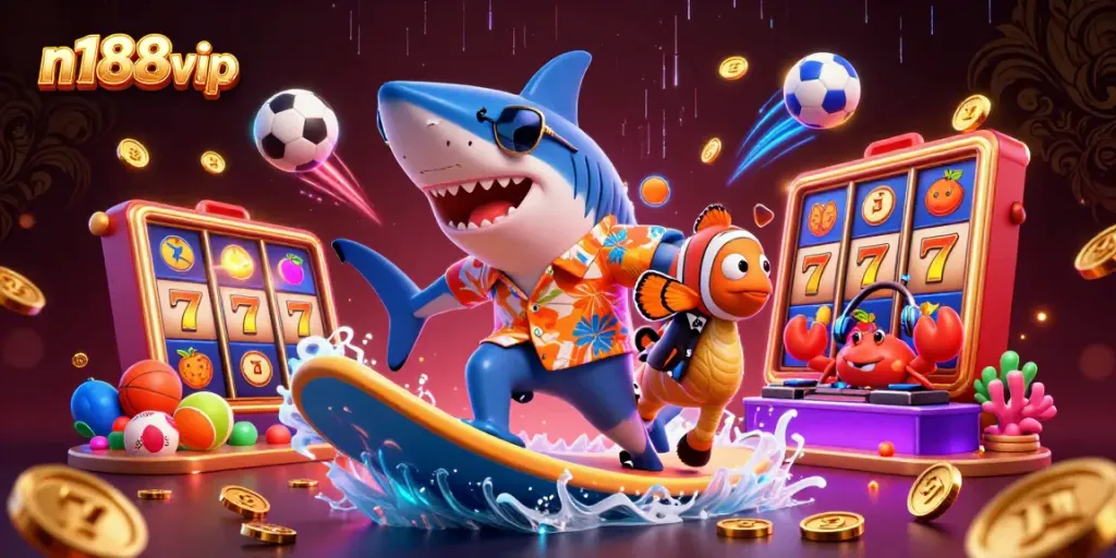 Engage in thrilling jackpots and 3D slot visual excitement at n188vip, featuring lively characters and dynamic gaming elements.