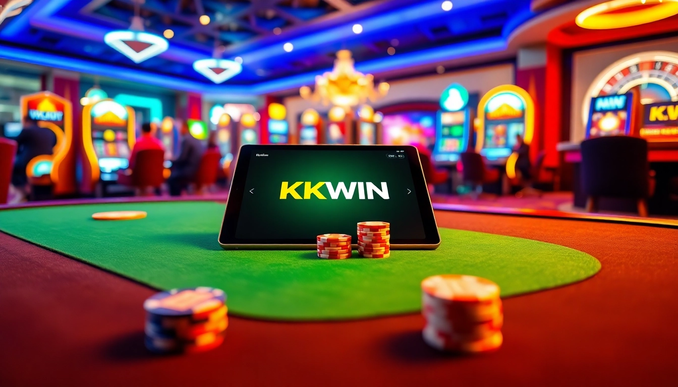Experience the excitement of gaming at KKWIN with vibrant poker chips and a sleek interface.
