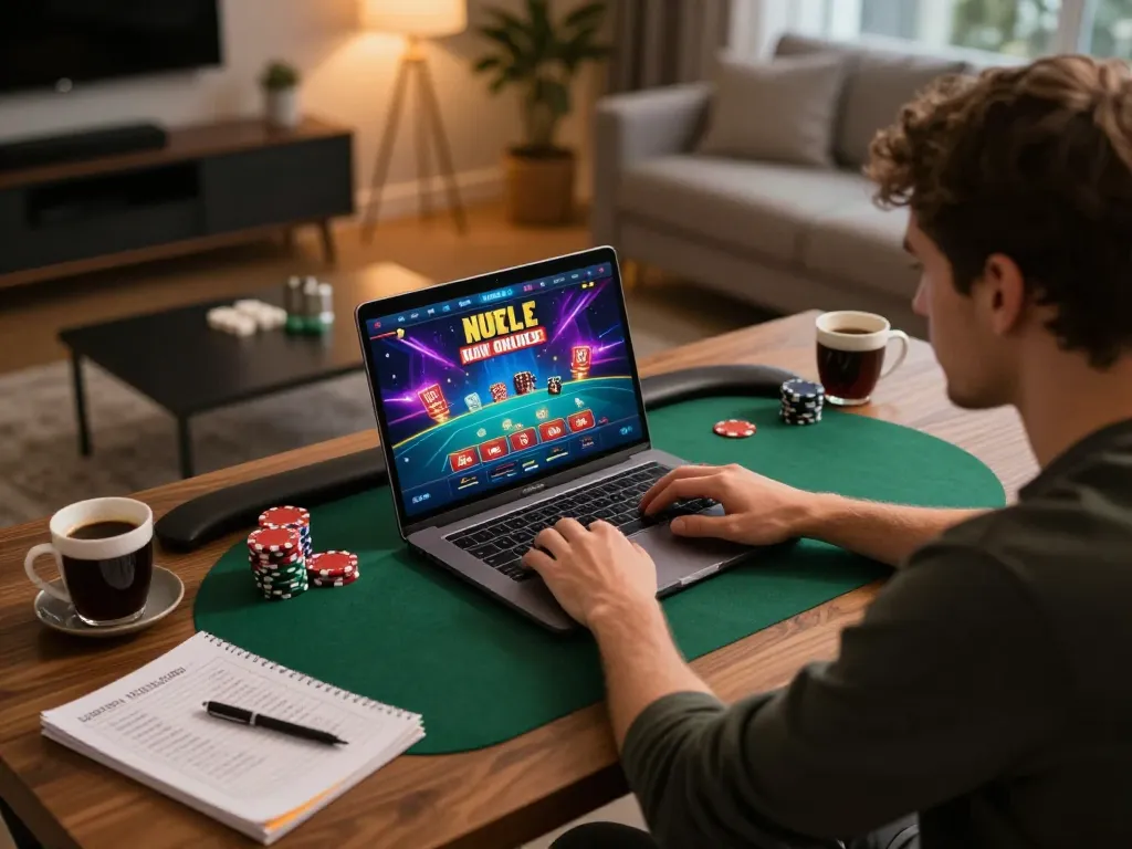 Engaging online gaming at Open 88, showcasing strategy in a cozy home setup.
