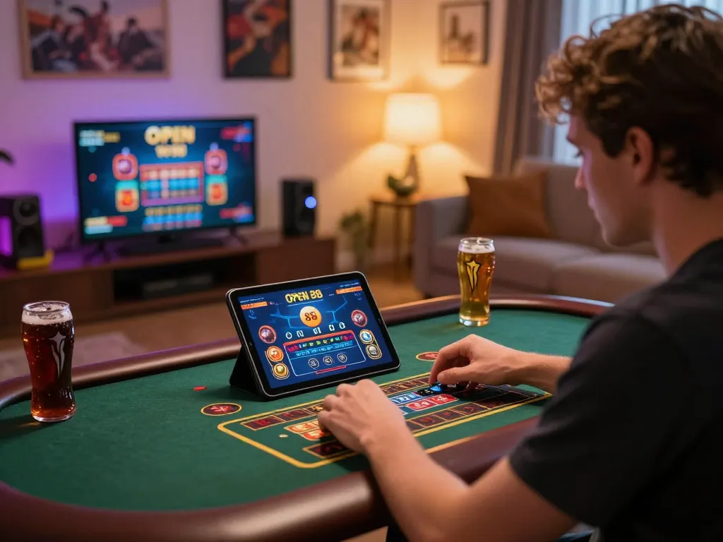 Experience intense gameplay on Open 88 with a player immersed in online betting.