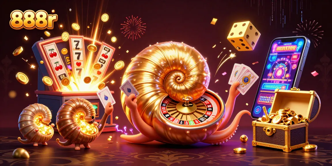 Spin the roulette wheel and win with 888r's vibrant casino scene filled with excitement.