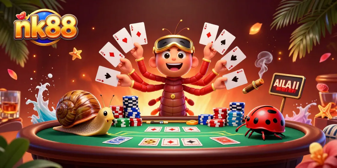 Engage in the vibrant gaming experience at nk88 with a 3D cartoon dealer and rich casino elements.