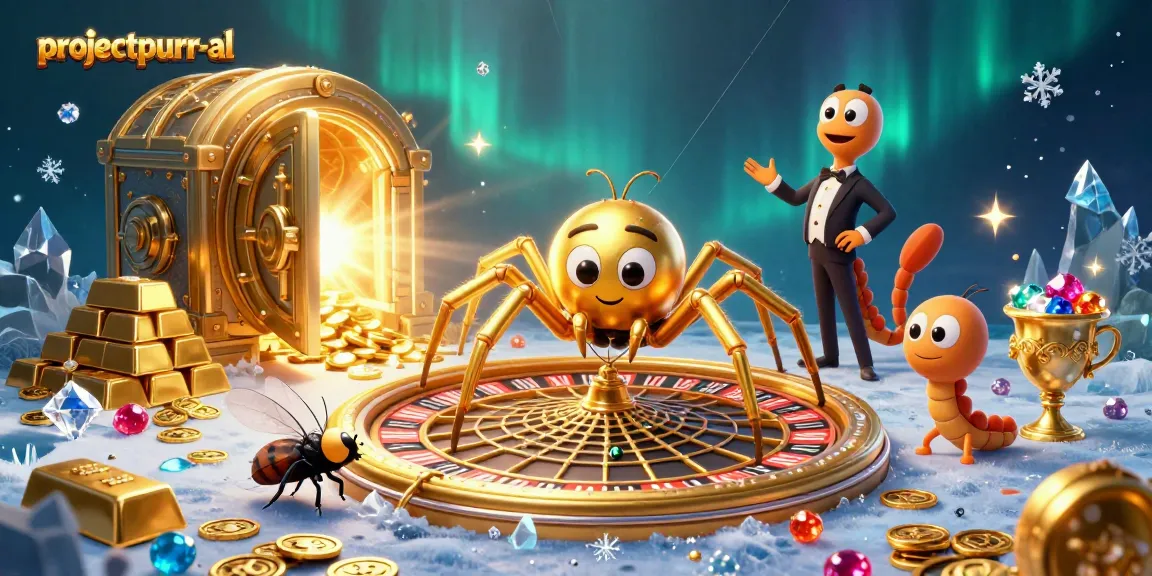 Engage in thrilling gameplay with projectpurr-al's vibrant casino-themed illustration featuring a spider and croupier.