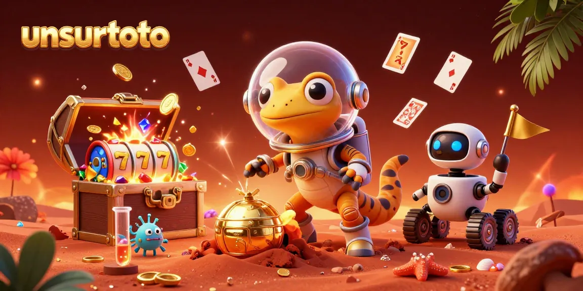 Engage in winning strategies with unsurtoto at a colorful Martian casino discovery scene.