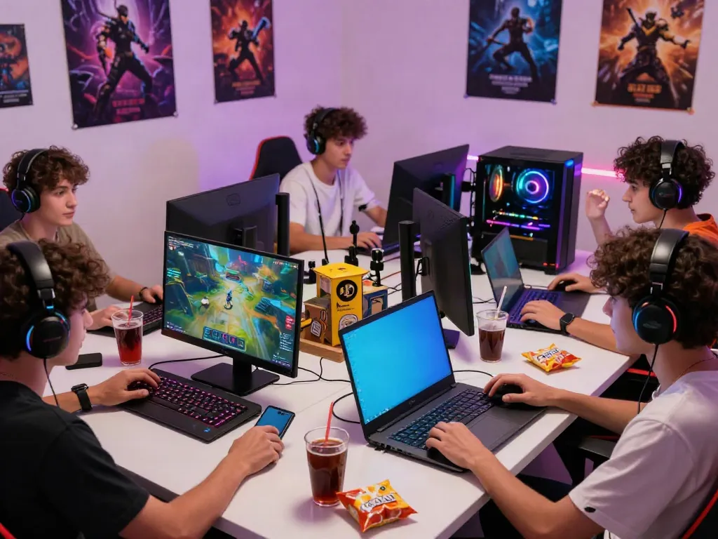 Komunitas gamer berinteraksi saat menggunakan nyonya4d login dalam suasana santai dan energik.