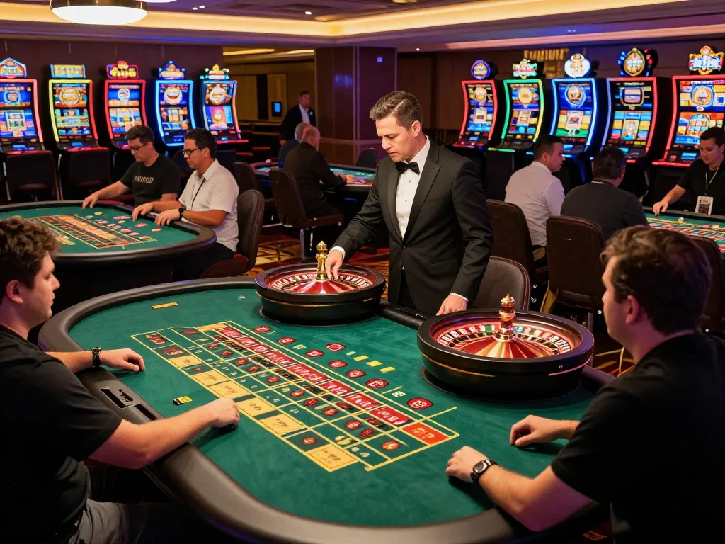 Participants engaged in roulette gameplay at Fun88 com casino floor, demonstrating betting excitement and strategy.