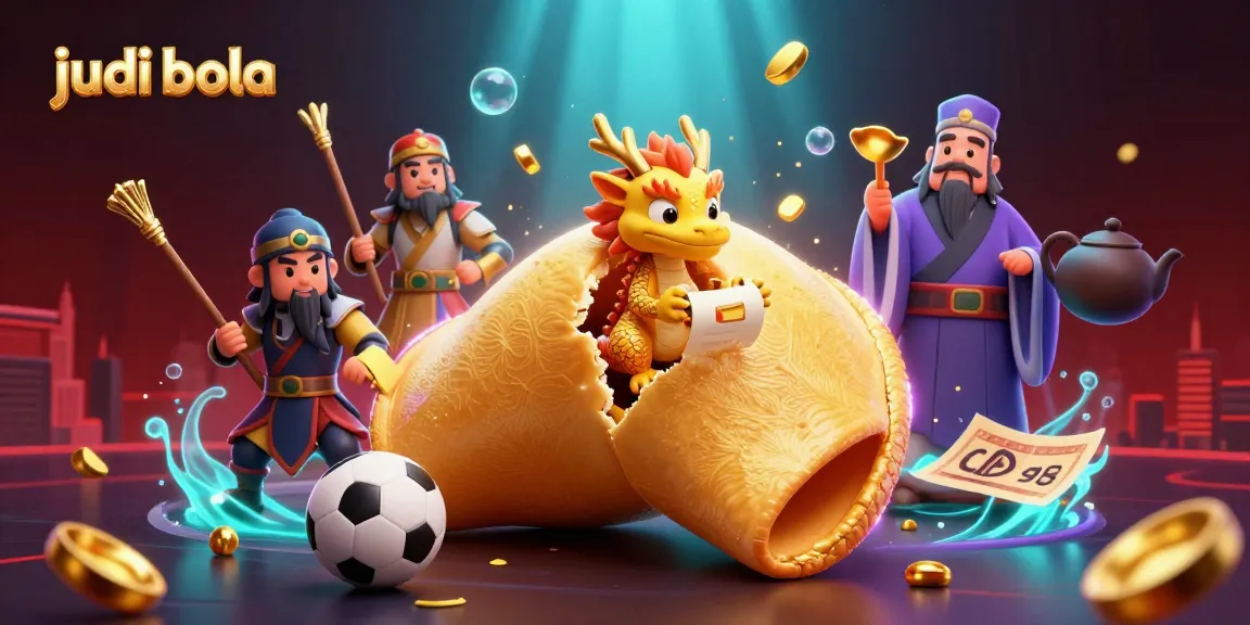 Experience judi bola thrills with a golden fortune cookie and dynamic sports betting elements.