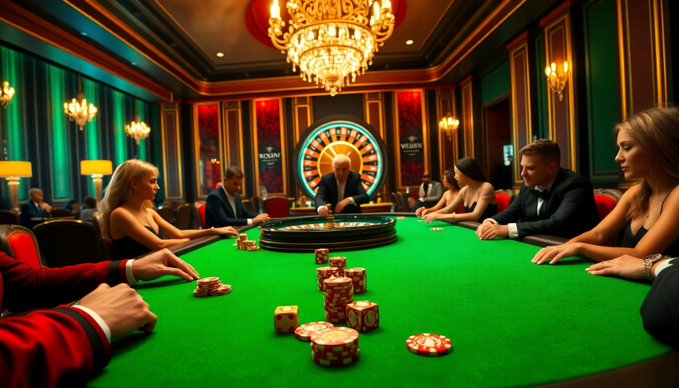 Exciting poker scene at 79king casino with lavish poker chips and dice.