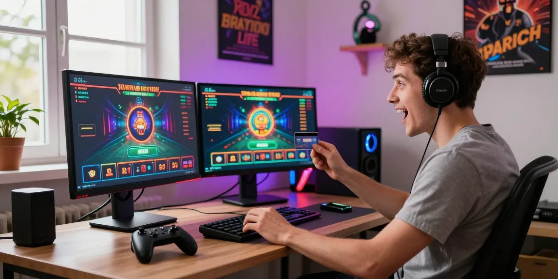 Excited player at their gaming desk ready to explore credit card casinos, inspired by https://cullengolfclub.co.uk/.