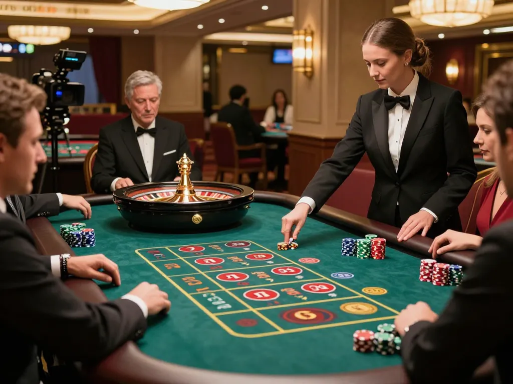 Engaged players at a dh88 roulette table enjoying a thrilling casino experience