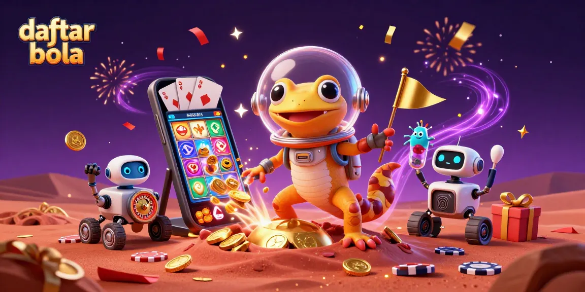 Engage with daftar judi bola in a vibrant Martian casino scene featuring dynamic gambling elements and celebratory effects.