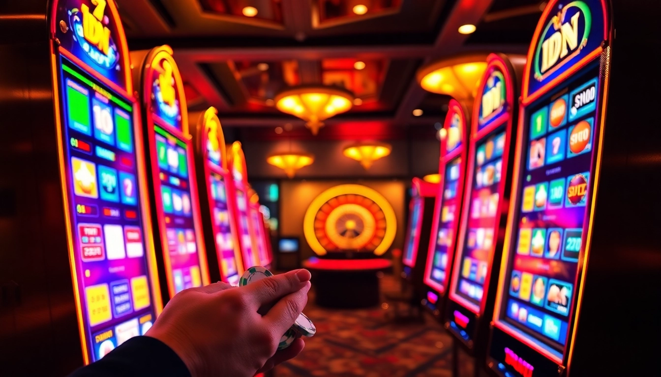 Experience the excitement of IDN slot machines in a vibrant casino setting.
