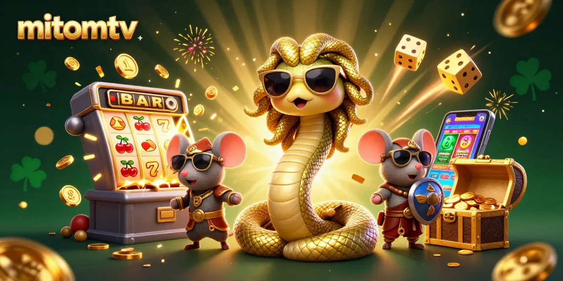 Experience the excitement of mitomtv with dynamic slot machines and casino games in a vivid illustration.