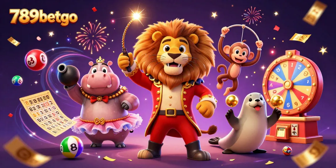 Win big at 789betgo with vibrant 3D circus characters engaged in exciting gambling activities!