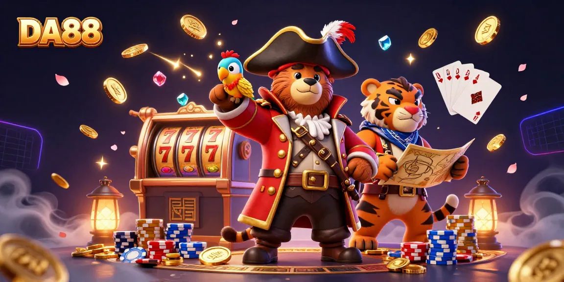 Spin the DA88 slots while enjoying vibrant gameplay with our pirate and tiger characters.