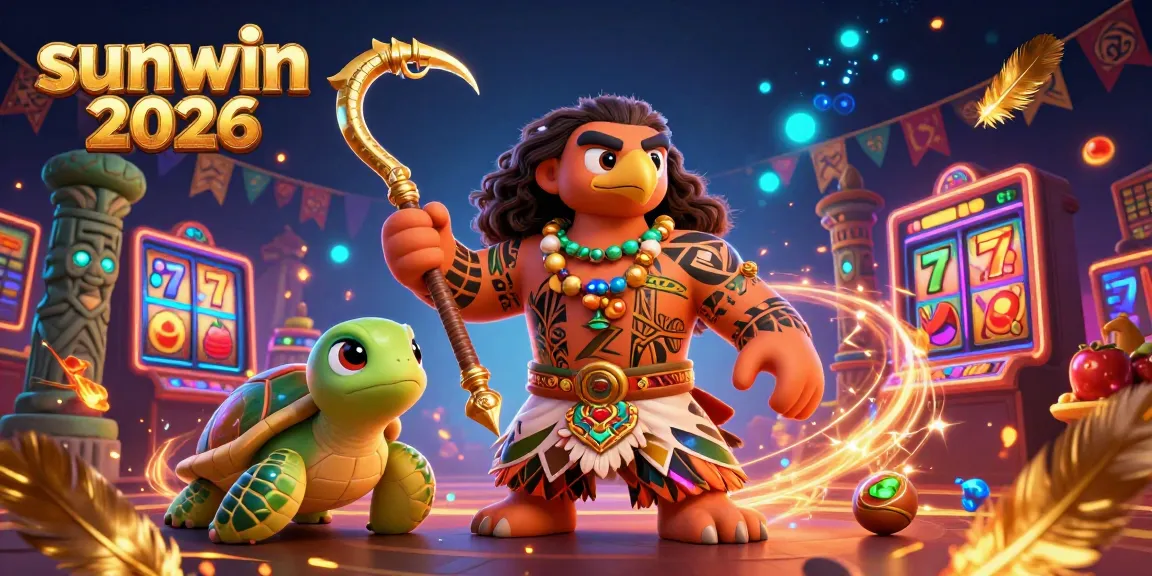 Experience the vibrant energy of sunwin 2026 with a casino-themed 3D illustration featuring dynamic characters.