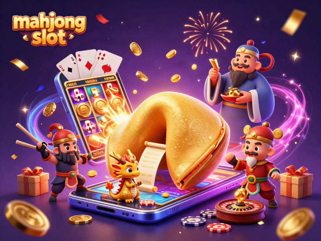 Experience the mahjong slot adventure with golden cookie, dragon, and casino elements.