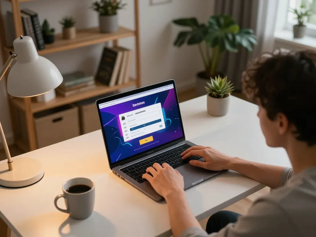 Berinteraksi dengan login kenzototo untuk permainan online di ruang kerja rumah yang nyaman