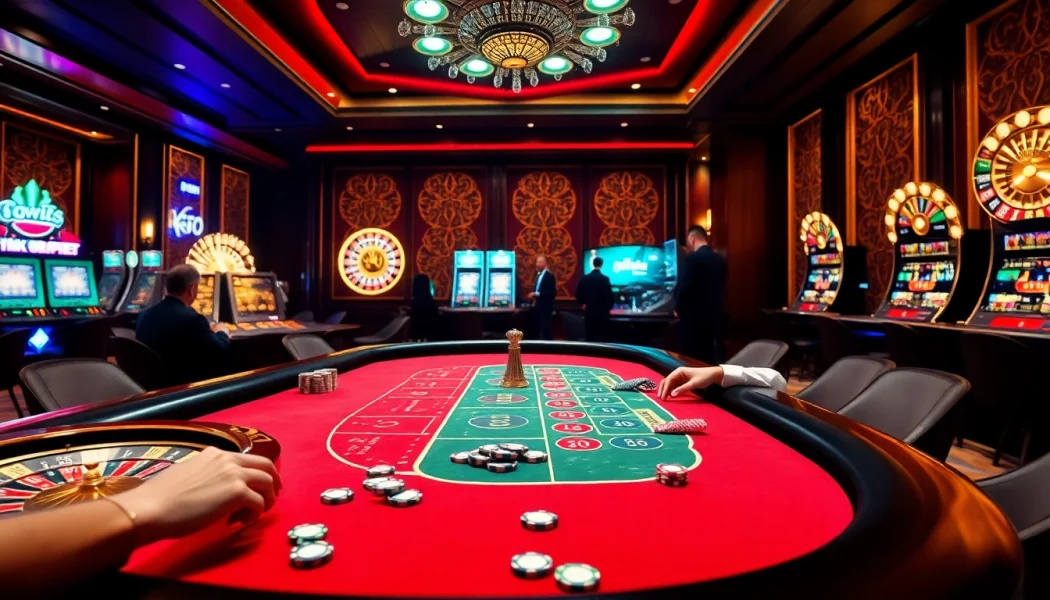 Experience the excitement of gambling at kk55.gratis with vibrant casino tables and engaging players.