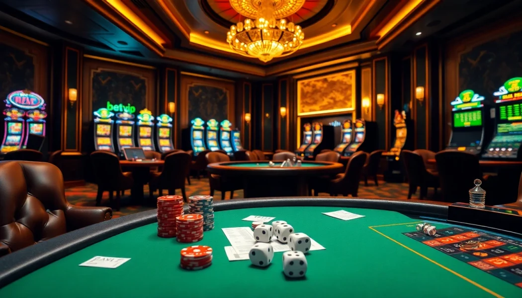 Tham gia các trò chơi cược cao cấp khi bạn khám phá thế giới Bet VIP đầy phấn khích trong một casino sang trọng.