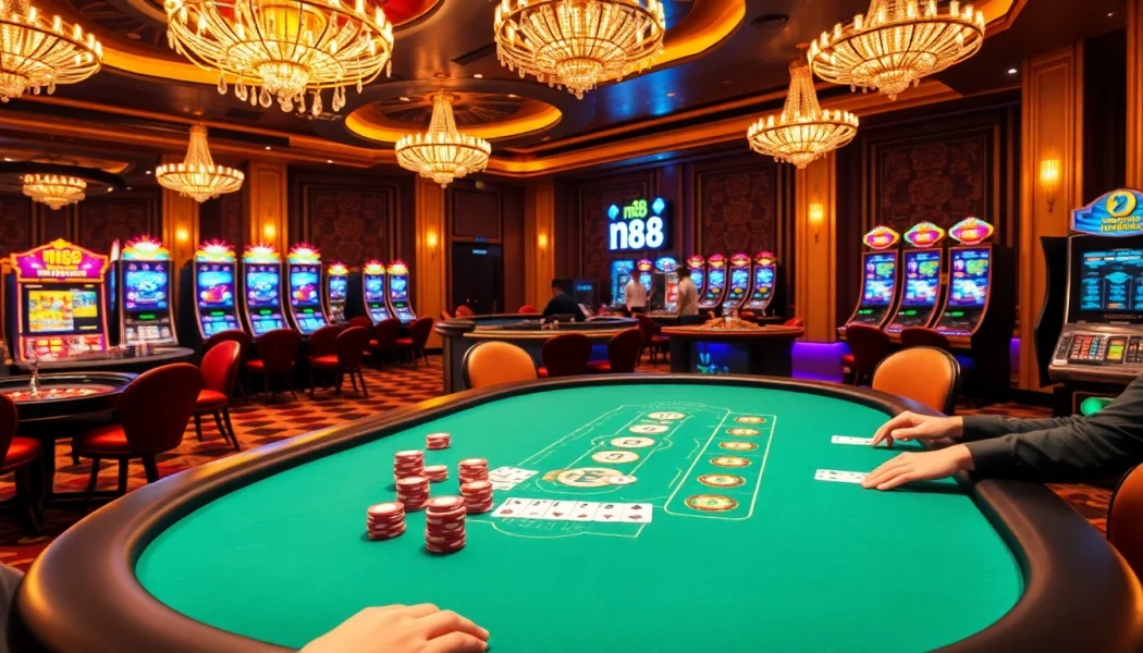 Experience the thrill of nh88 as players engage in intense poker at a luxurious casino.